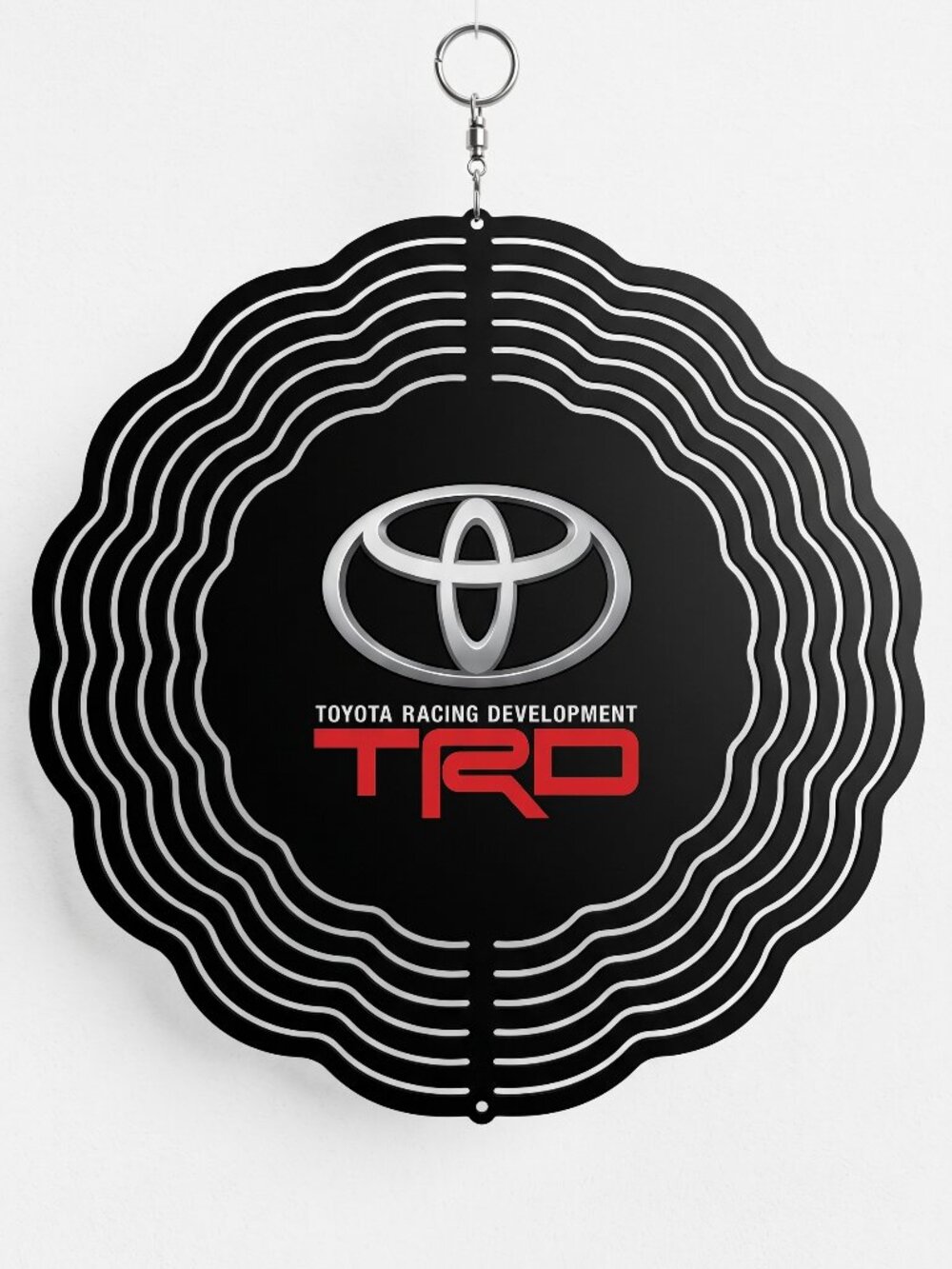 10" Toyota TRD Racing Kinetic Wind Spinner - Black Metal Hanging Yard Decor